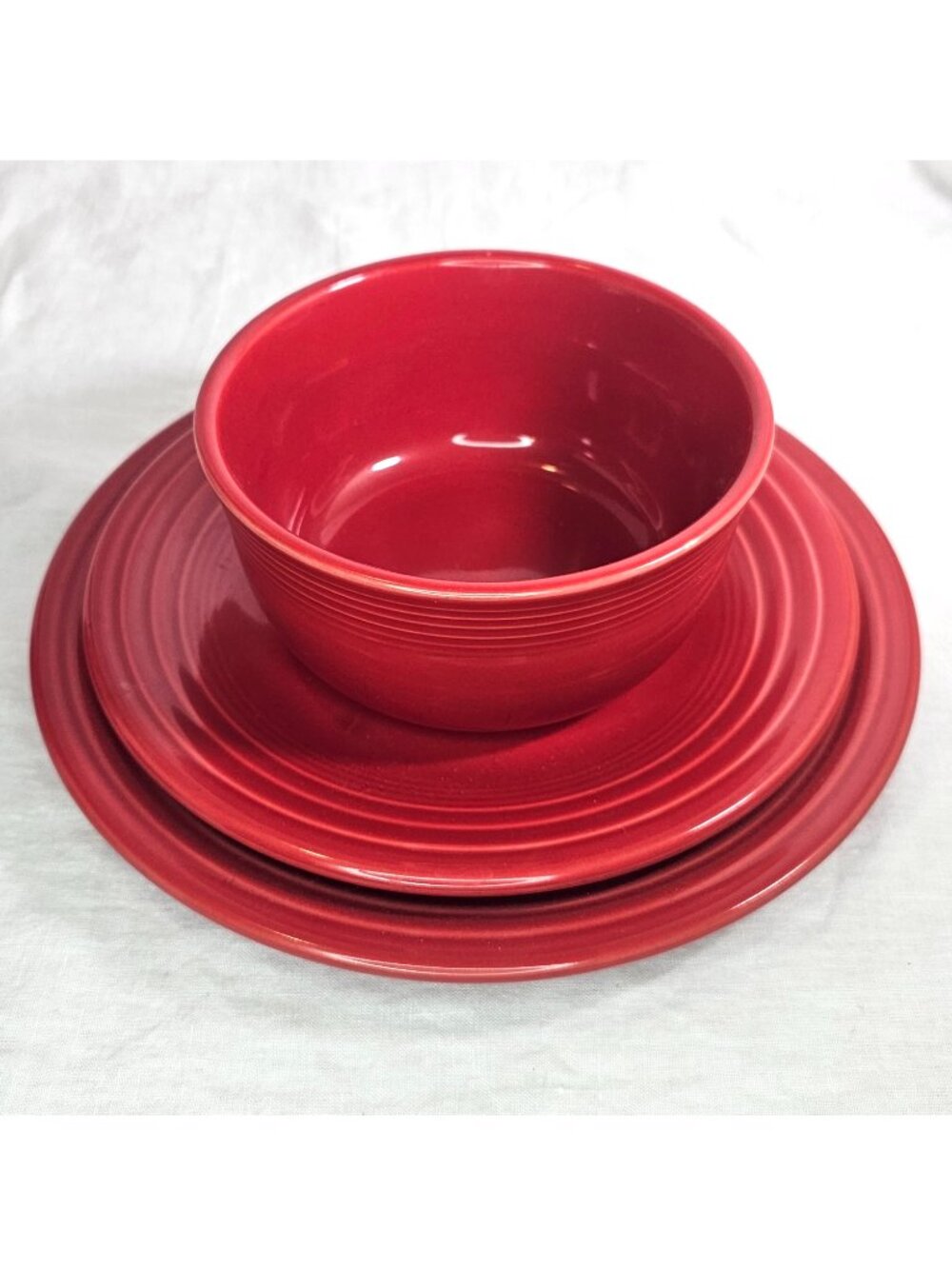 Fiesta Scarlet 3Pc Place Setting Gusto Bowl Luncheon Dinner Plate Dinnerware Set